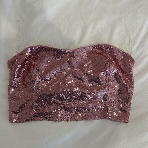 pink sequin tube top